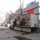 Uninstallation of fast food stand in front od Central store, Łódź Mickiewicza Av. April 2015