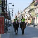 Łódź city police on horses, Piotrkowska Street